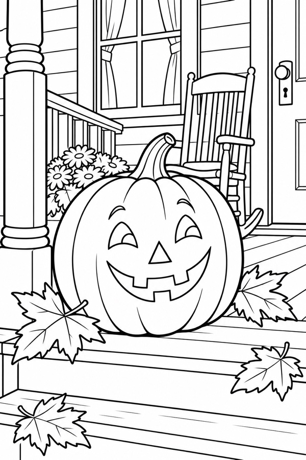 Pumpkins gathered on the porch of a vintage country house